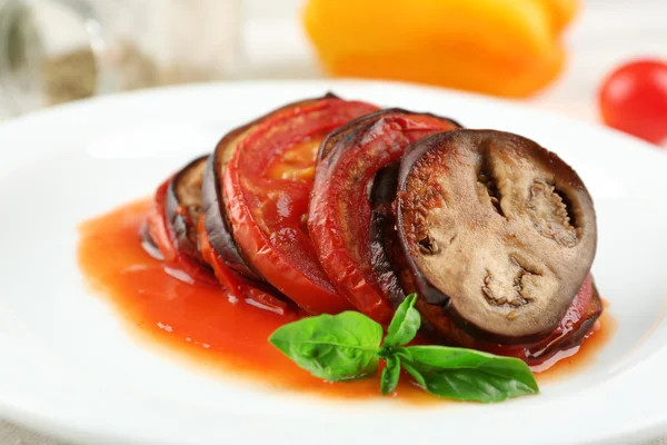 Ratatouille on plate, on  background — Stock Photo, Image