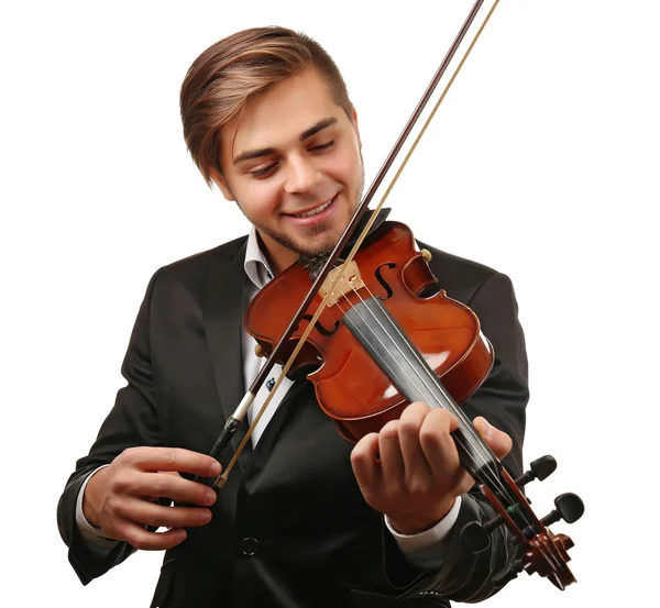 Handsome man plays violin — Stock Photo, Image