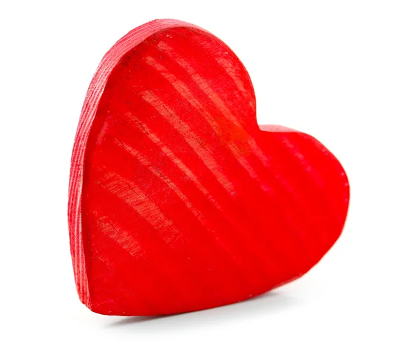 Rött trä hjärta på vit — Stockfoto