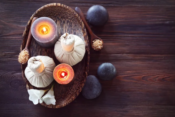 Spa composition with alight candles — Stock Photo, Image
