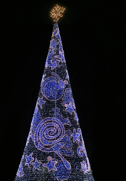 Christmas decorative tree at night — Stock Photo, Image
