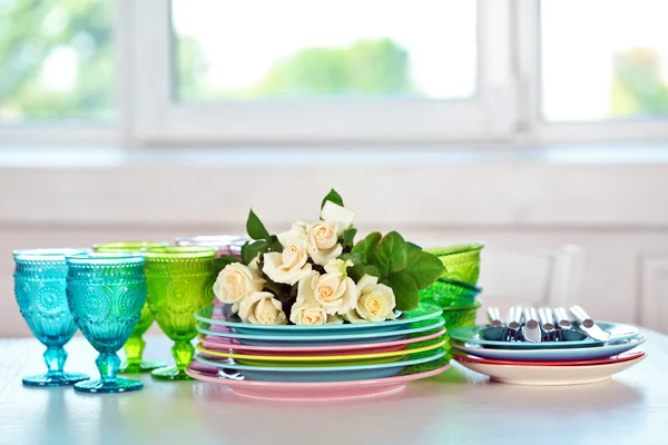 Clean plates, glasses — Stock Photo, Image