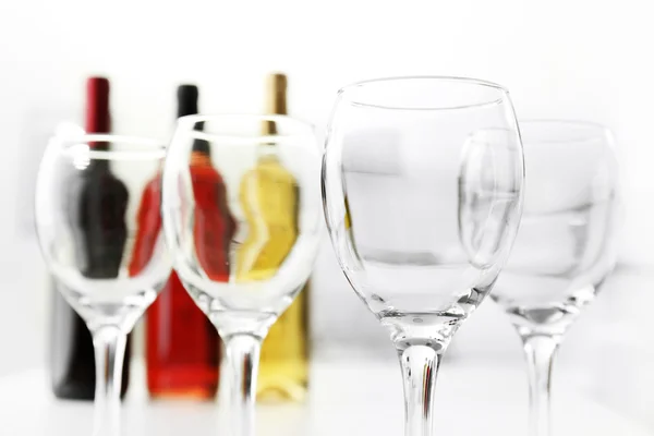 Wineglasses on blurred interior — Stock Photo, Image