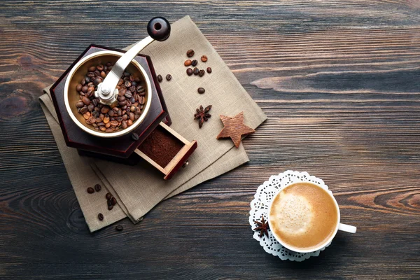 Cup of coffee on gray — Stock Photo, Image