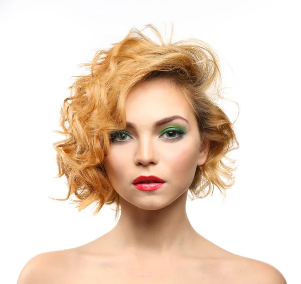 Bella ragazza con trucco colorato — Foto Stock