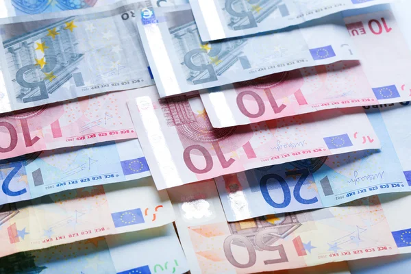 Ensemble de différents billets en euros — Photo