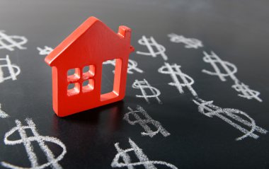 Ev şekil ve boyalı Doları sembolleri 