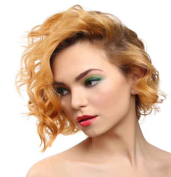 Bella ragazza con trucco colorato — Foto Stock