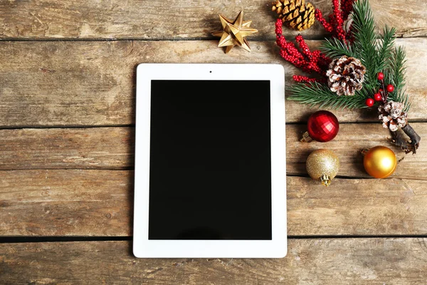 Decoración de la tableta y Navidad — Foto de Stock