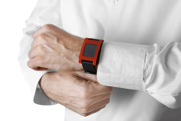 Modern watch on a businessman wrist — Stock Photo, Image