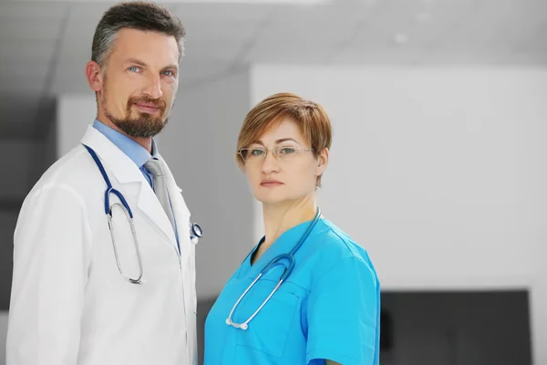 Médicos Sexo Masculino Feminino Hospital Dentro Casa — Fotografia de Stock