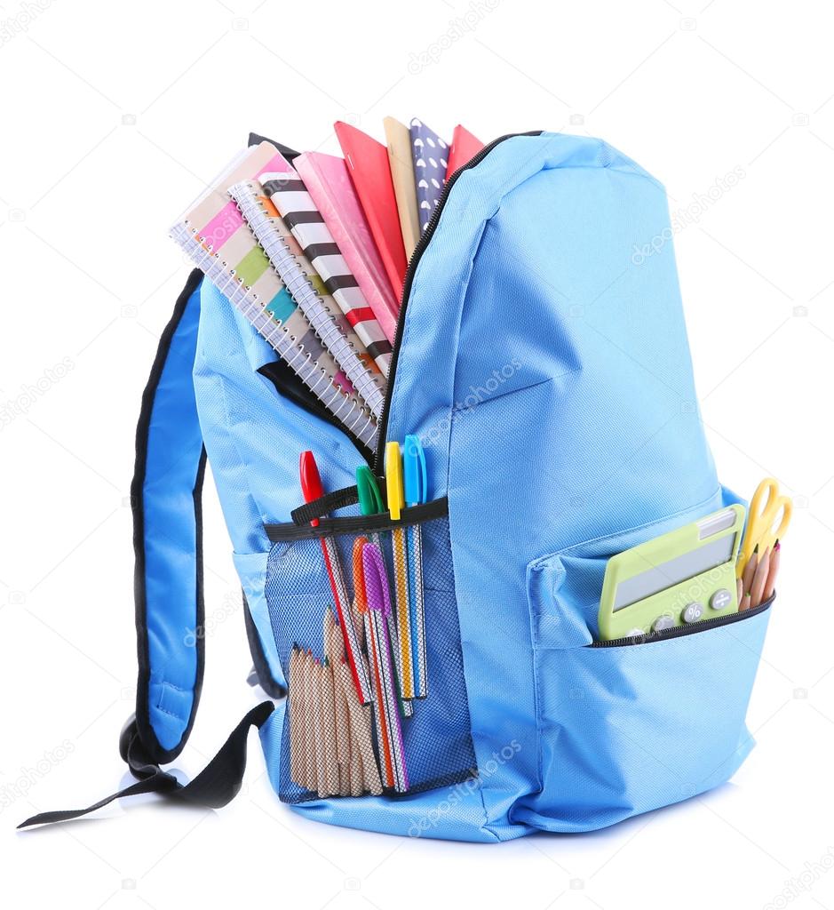 Backpack with school supplies Stock Photo by ©belchonock 107621826