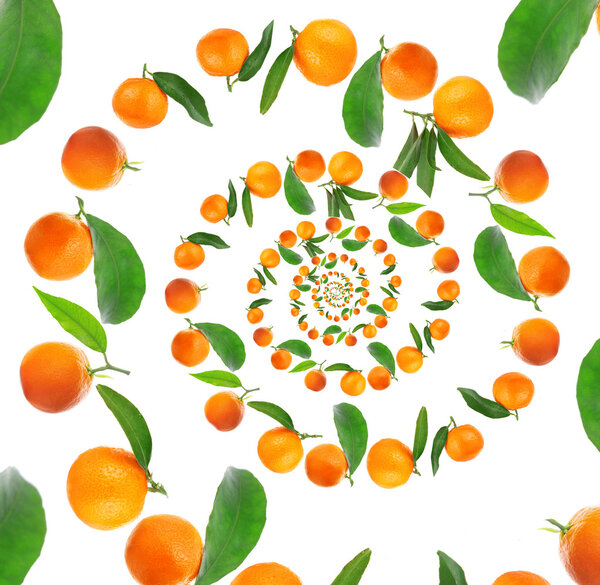Tangerines spiral isolated