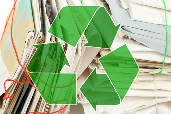 Papel y signo de reciclaje — Foto de Stock