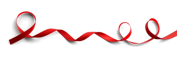 Red ribbon on white — Stock Photo, Image