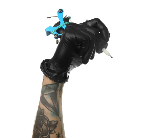 Man's hand holding tattoo machine — Stock Photo, Image