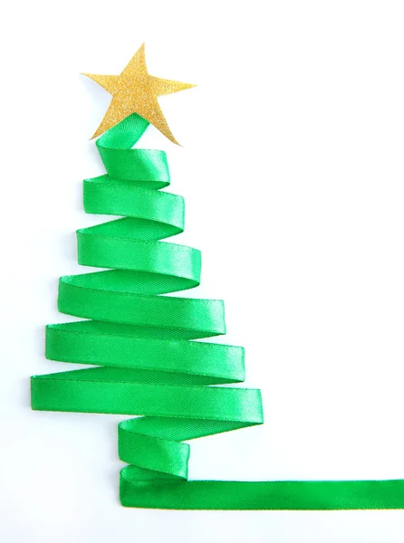 Beautiful fir tree made from satin ribbon — Stock Photo, Image