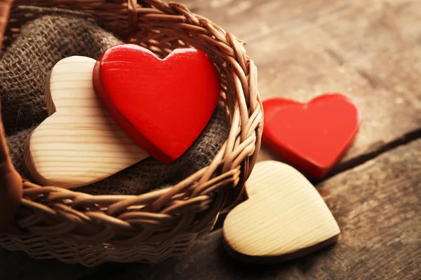 Wooden hearts on background — Stock Photo, Image