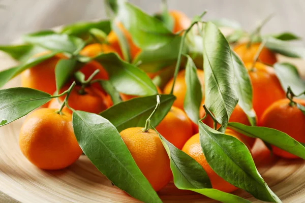 Fresh tangerines with leaves — Stock Photo, Image