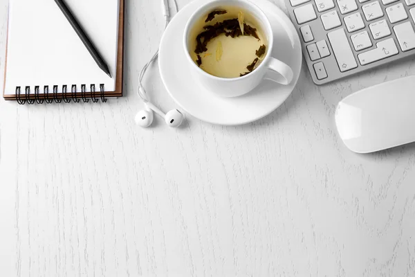 Office table with supplies — Stock Photo, Image