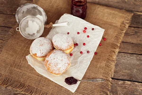 Delicious donuts with jam — Stock Photo, Image