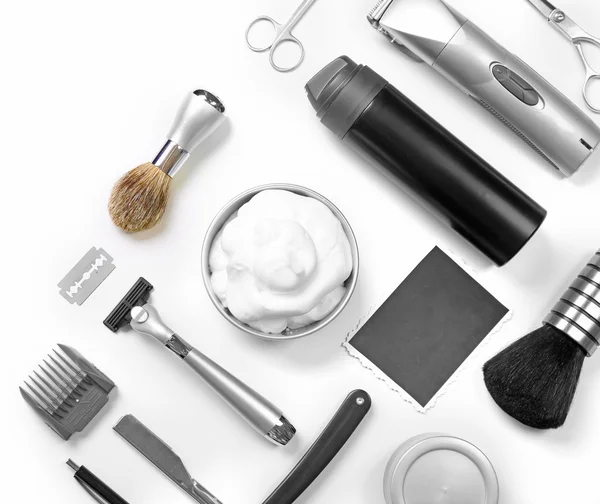 Conjunto de barbear com equipamento — Fotografia de Stock