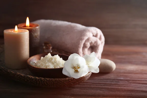 Spa set with sea salt — Stock Photo, Image