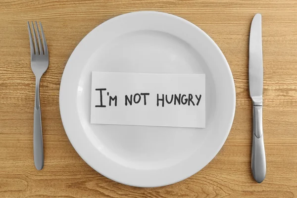 Words I'm not hungry in plate — Stock Photo, Image