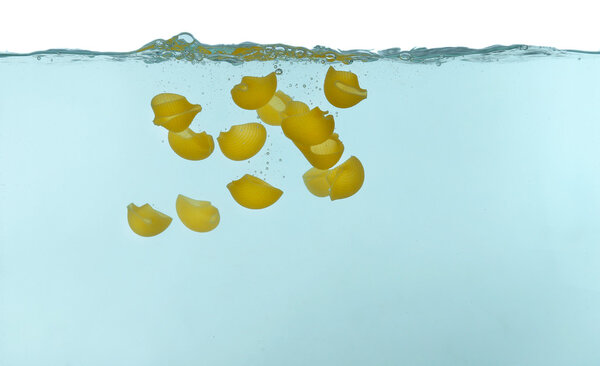 pasta falling in water