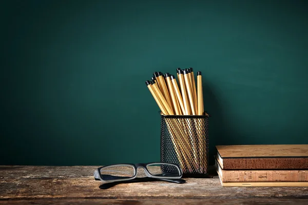 Many pencils in the metal holder — Stock Photo, Image