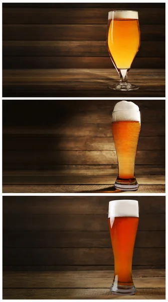 Collage con vasos de cerveza —  Fotos de Stock