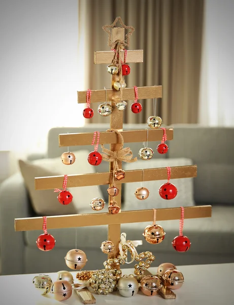 Handmade Christmas tree and baubles — Stock Photo, Image