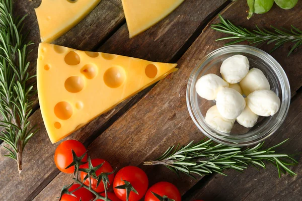 Peynir ve aperatifler, düz — Stok fotoğraf