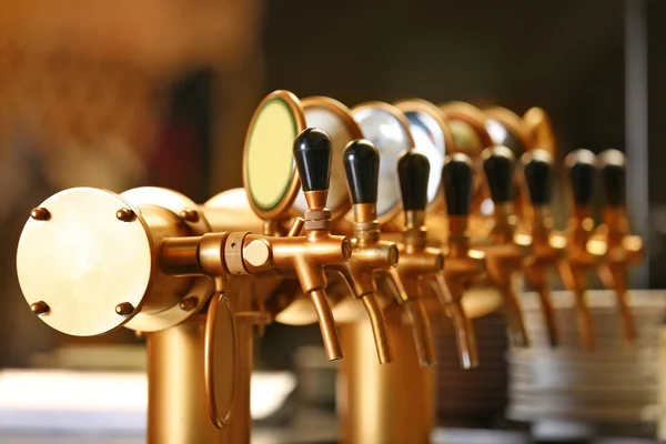 Draught beer taps — Stock Photo, Image