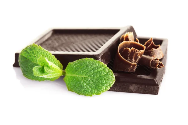 Chocolate con virutas y menta —  Fotos de Stock