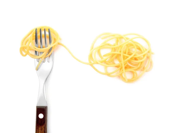 Kokta spaghetti med gaffel — Stockfoto