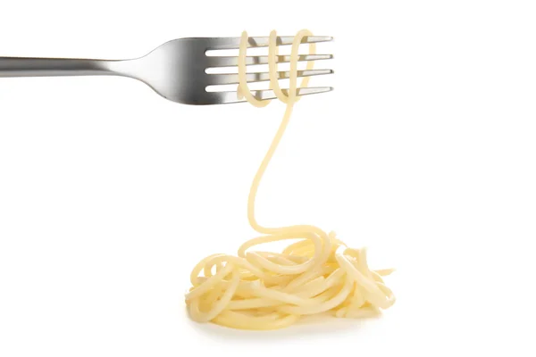 Spaghetti gerold op vork — Stockfoto