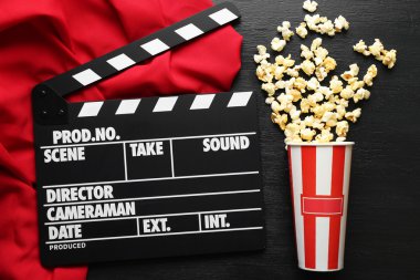 Film clapper tahta patlamış mısır ile 