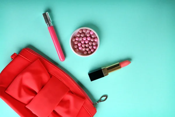 Beauty case and lipsticks for makeup — Stock Photo, Image