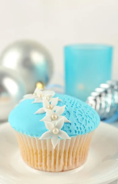 Вкусный голубой кекс — стоковое фото
