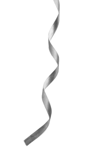 Silver silk curly ribbon — Stock Photo, Image