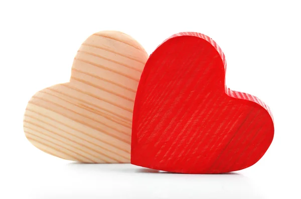 Wooden hearts on white — Stock Photo, Image