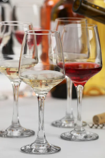 Glasses with different kind of wine — Stock Photo, Image