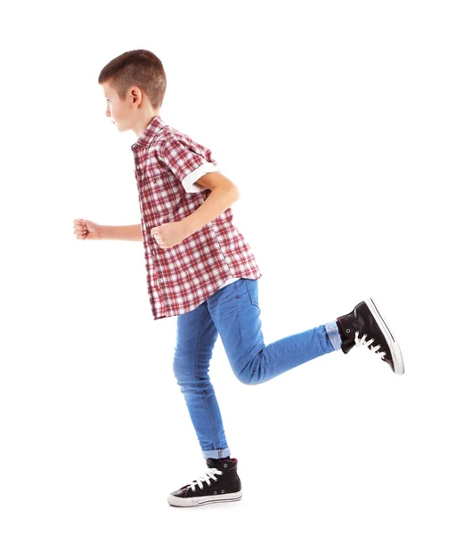 Liten pojke som springer — Stockfoto