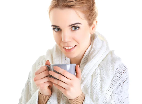 Menina desfrutando xícara de chá — Fotografia de Stock