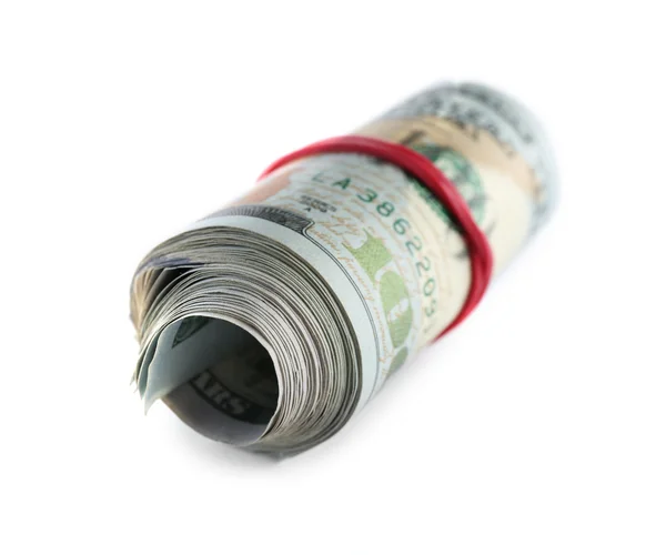 Dolarlık banknotlar üzerinde beyaz — Stok fotoğraf