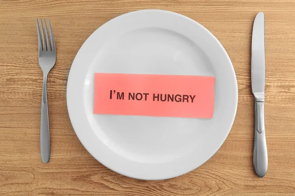 Words I'm not hungry in plate — Stock Photo, Image