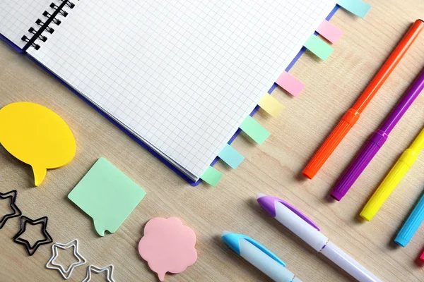 Notebook with bookmarks on  table — Stock Photo, Image