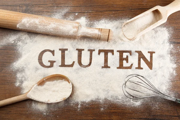 Słowo glutenu mąki — Zdjęcie stockowe