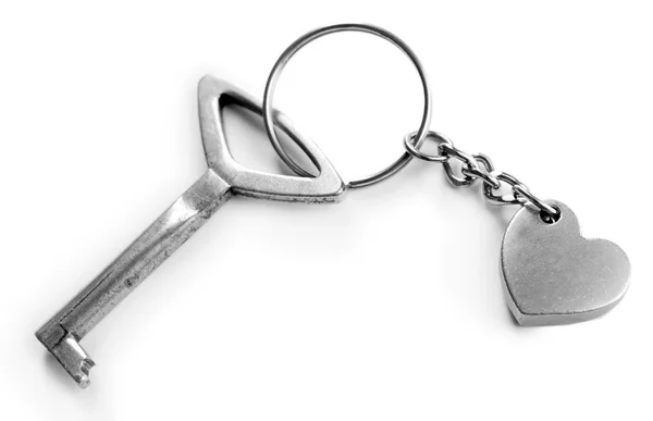 Key with heart trinket — Stock Photo, Image